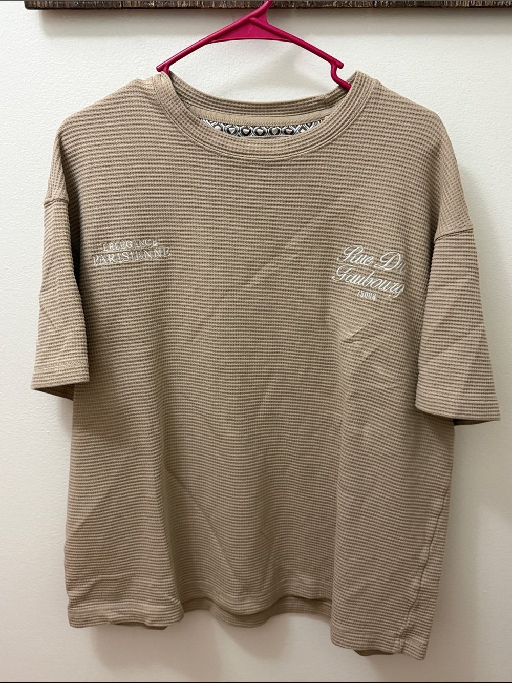 Denim & Flower by Ricky Singh shirt Beige Waffle Knit Short-Sleeve Shirt